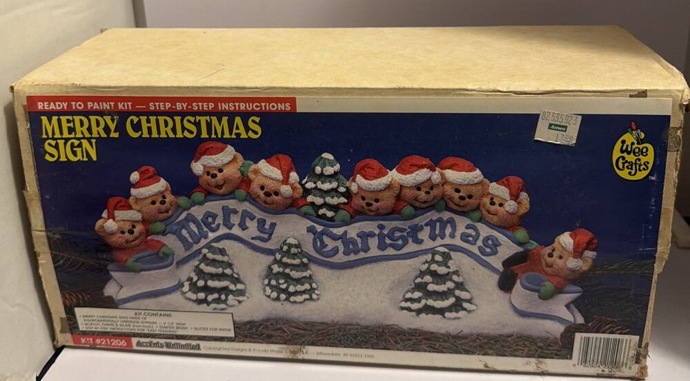 Wee Crafts Kit #21206 - Easy-To-Paint - MERRY CHRISTMAS SIGN (NEW)